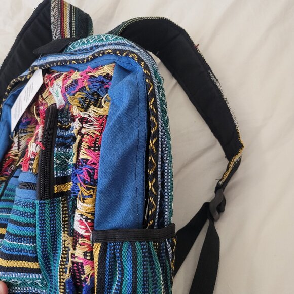 New Colorado Woven Hemp Canvas Back Pack 3 Large Pockets and side Drink holder main image 4